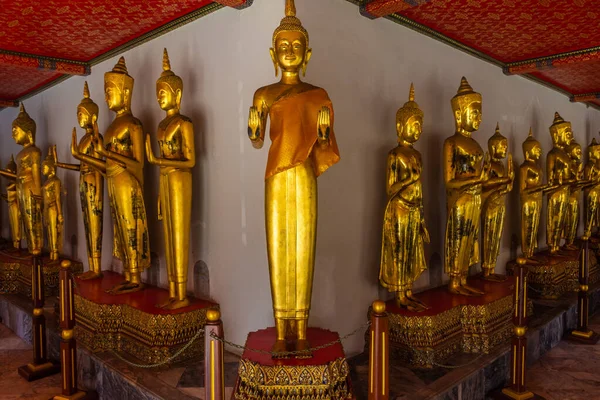 Statues Dorées Bouddha Temple Wat Pho Bangkok Thaïlande — Photo