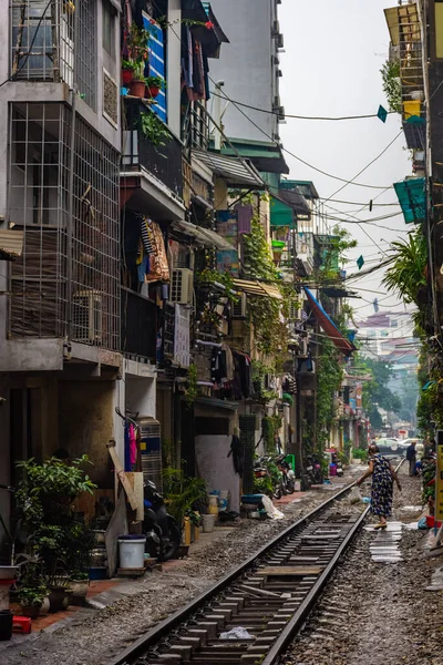 Hanoi Vietnam Januari 2020 Treinstraat Van Hanoi — Stockfoto