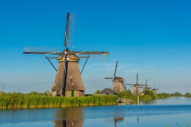 Hollanda 'nın ünlü Kinderdijk yel değirmenleri.