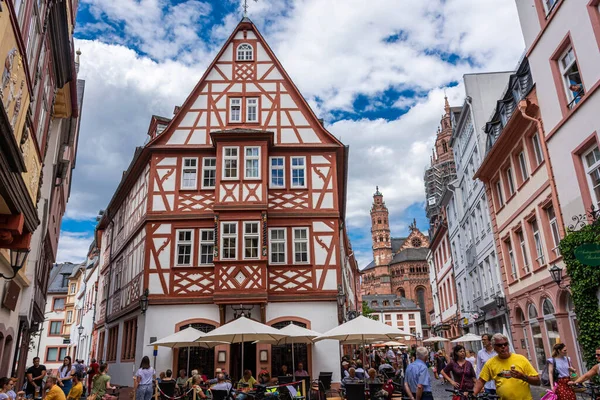 Mainz Německo Června 2020 Krásná Poloroubená Historická Architektura Centru — Stock fotografie