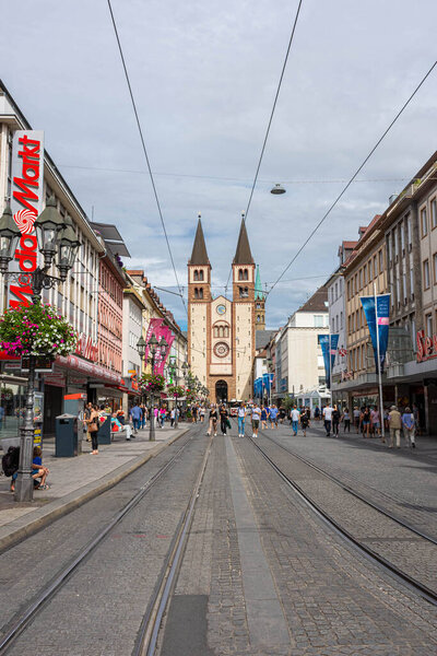 WURZBURG, GERMANY, 26 JULY 2020: street of the cathedral in the city center