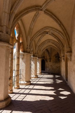 ZVIKOV, CZECH REPUBLIC, 1 AĞUSTOS 2020: Zvikov Kalesi 'nde güzel gölgeli koridor