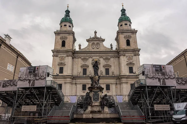 Salzburg August 2020 Salzburgi Székesegyház Homlokzata — Stock Fotó