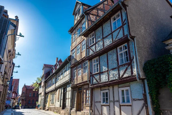 Quedlinburg Germany Липня 2020 Красиві Напівдерев Яні Будинки Вулицях Історичного — стокове фото