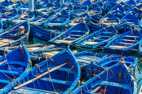 Typical Blue Boats Harbor Essaouira Morocco — Stock Photo, Image