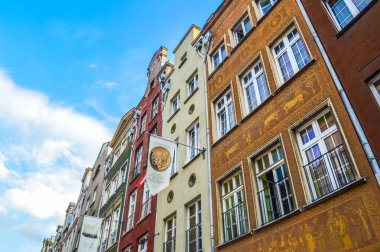 GDANSK, POLAND, EYLÜL 02: 2018: Gdansk 'taki renkli evler