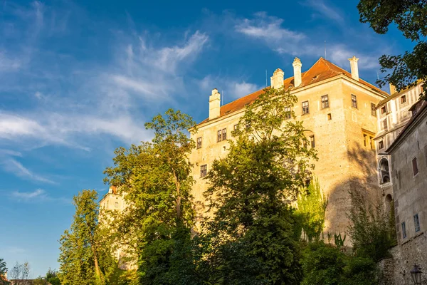 Puesta Sol Sobre Castillo Cesky Krumlov República Checa — Foto de Stock