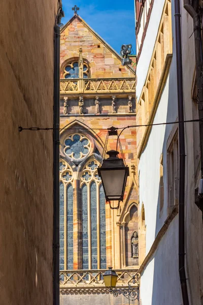 Detalhe Catedral Uma Rua Colmar França — Fotografia de Stock