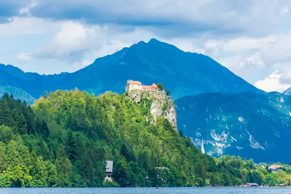 Τοπίο Του Κάστρου Του Bled Πάνω Από Λίμνη Σλοβενία — Φωτογραφία Αρχείου