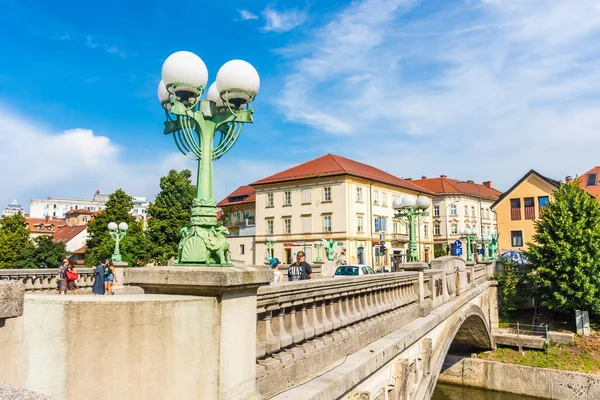 Ljubljana Slovenia Ağustos 2019 Ejderha Köprüsü — Stok fotoğraf