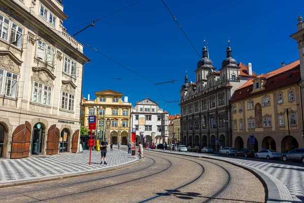 Prag Czech Cublic Hazi Ran 2020 Tarihi Merkezde Tramvay — Stok fotoğraf