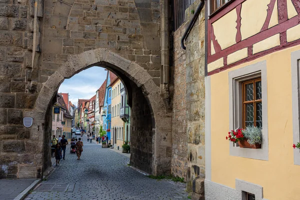 Rothenburg Der Tauber Alemanha Julho 2020 Casas Coloridas Rua Centro — Fotografia de Stock