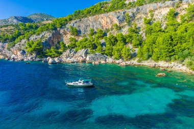 Malo Zarace Sahili 'nin kristal suyu, Hvar Adası, Hırvatistan