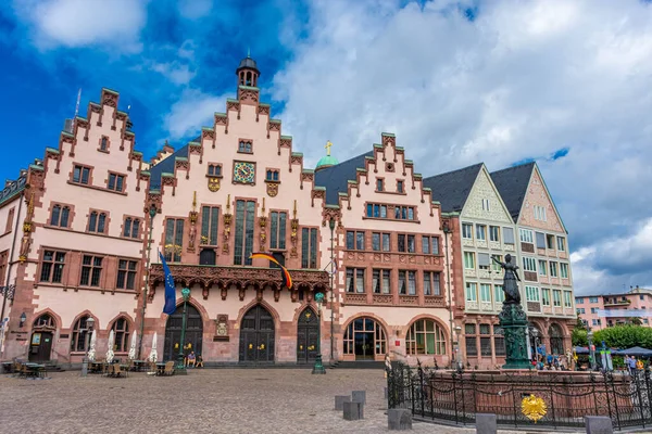 Frankfurt Alemanha Julho 2020 Belas Casas Meia Madeira Arquitetura Praça — Fotografia de Stock