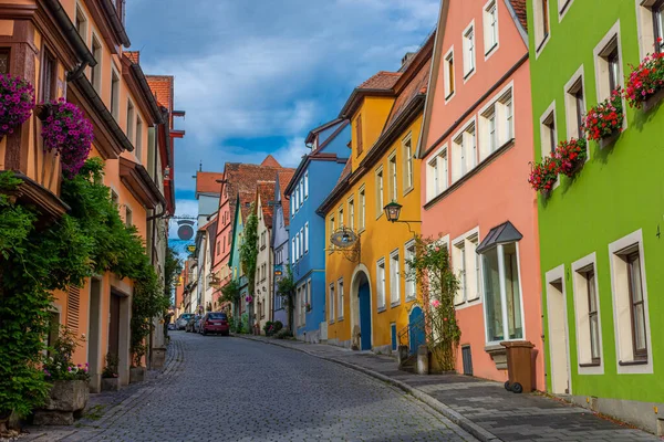 Rothenburg Der Tauber Niemcy Lipiec 2020 Kolorowe Domy Ulicy Historycznego — Zdjęcie stockowe