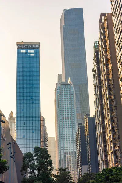Guangzhou China Noviembre 2019 Rascacielos Modernos Atardecer — Foto de Stock