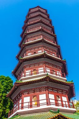Guangzhou, Guangdong, Çin 'deki Liurong Tapınağı' ndan Pagoda.