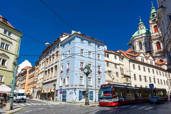 Prag Czech Cublic Hazi Ran 2020 Tarihi Merkezde Tramvay — Stok fotoğraf