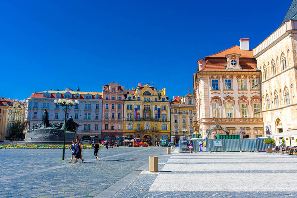 PRAGUE, CZECH REPUBLIC, 31 JULY 2020: Old town square