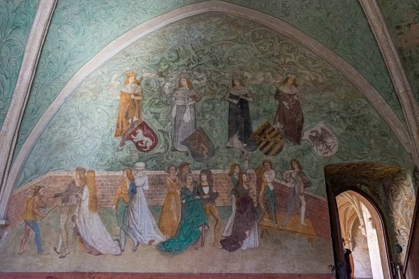 Zvikov Czech Republic August 2020 Beautiful Ancient Frescoes Royal Room — стокове фото