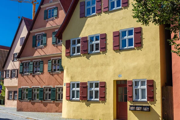 Dinkelsbuhl Niemcy Lipiec 2020 Kolorowe Domy Centrum — Zdjęcie stockowe