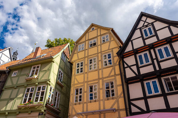 Beautiful half-timbered houses in the historic center of Quedlinburg, Germany
