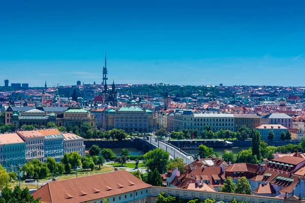Prag Tjeckien Juli 2020 Flygfoto Huvudstaden — Stockfoto