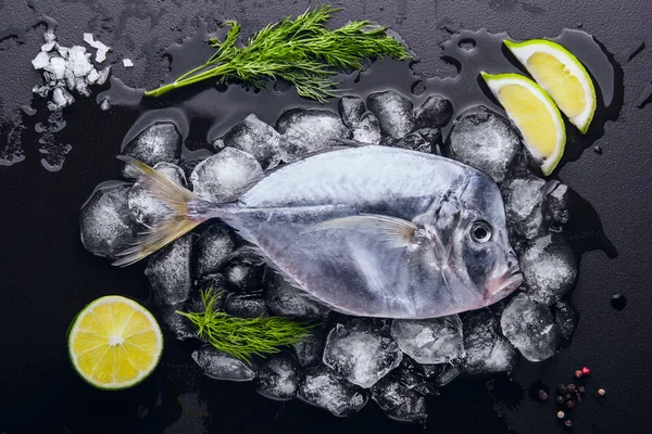 Świeże ryby (vomer lub Selene setapinnis) Koper, limonka i cytryna mnie — Zdjęcie stockowe