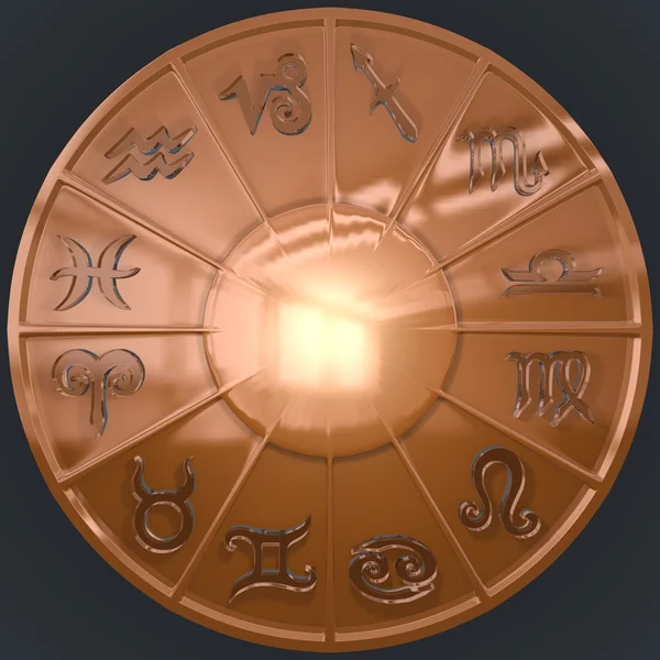 To jest 3d render dysku miedzi z szklisty zodiaku o wysokiej rozdzielczości. — Zdjęcie stockowe