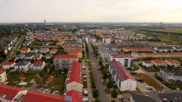 Flygfoto Över Staden Augsburg Tyskland Bayern Distriktet Gggingen Univirtel Panoramautsikt — Stockvideo