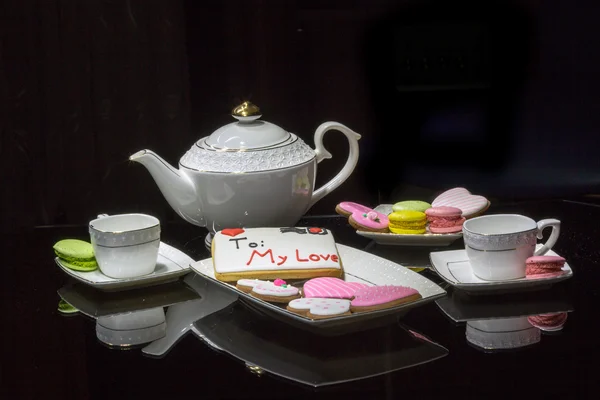 Té con pan de jengibre amor — Foto de Stock