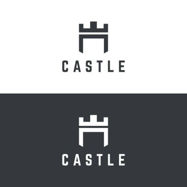 Yaratıcı fikirleri olan antika şato logosu tasarımı.