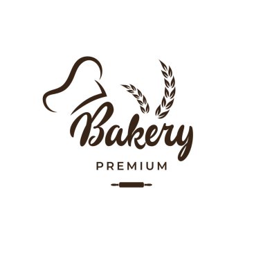 Lezzetli ve lezzetli organik fırınlanmış fırın logosu retro vintaj. Fırın, etiket veya rozet için logo, iş yeri..