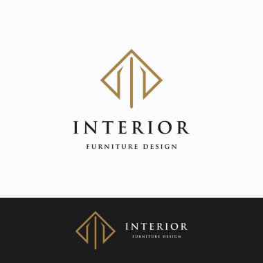 Lüks ev yapımı soyut logo tasarımı. İş için logo, dekorasyon, mobilya.