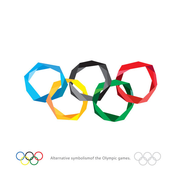 The Olympic rings. The Olympic rings. Alternative symbolism of the Olympic games. Polygonal rings of the Olympics
