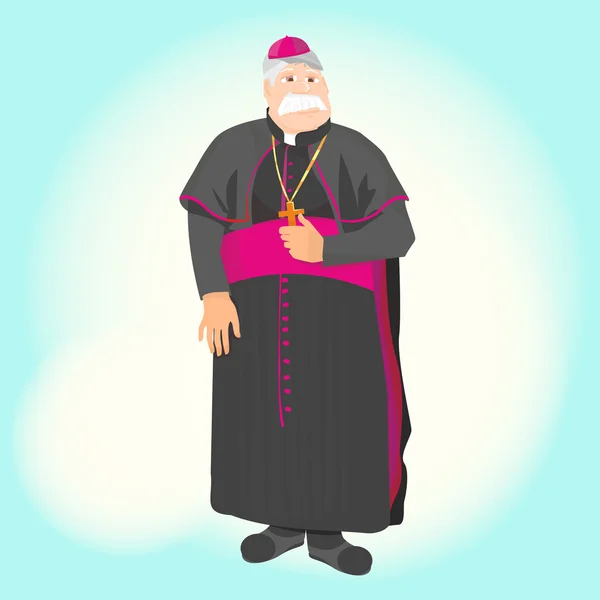 Ilustración del vector sacerdote católico. Carácter religioso — Archivo Imágenes Vectoriales