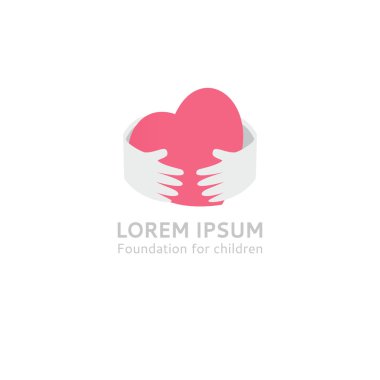 Logo şablonu-kalp elinde. Hugs eller kalp günlüğü