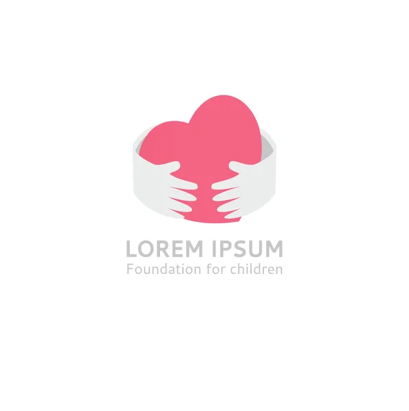 Logo şablonu-kalp elinde. Hugs eller kalp günlüğü