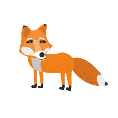 Fox illüstrasyon vektör. Düz illüstrasyon tilki