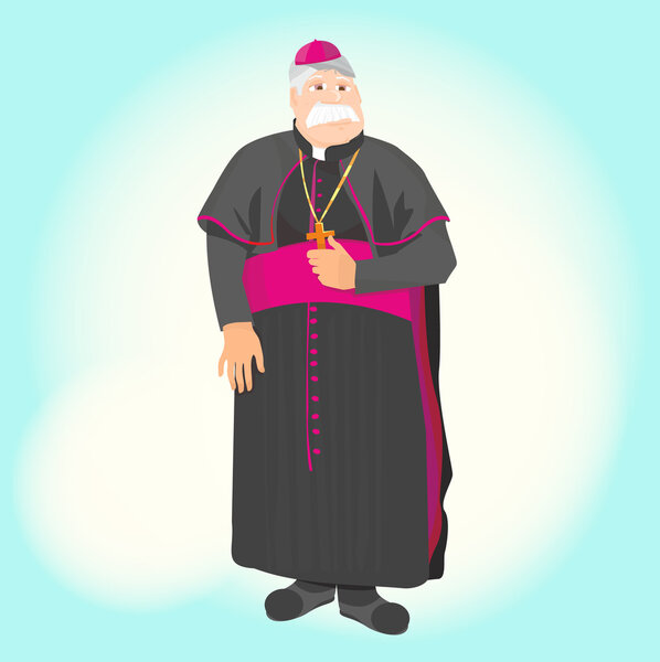 Catholic priest vector illustration. Religious character. Christianity character