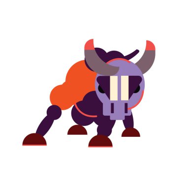 Boğa soyut çizimi. Beyaz arka planda stilize edilmiş boğa