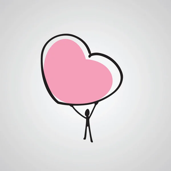 Bir Adamın Ellerinde Büyük Bir Kalp Kalp Logosunu Tutan Kişi Stok Illüstrasyon