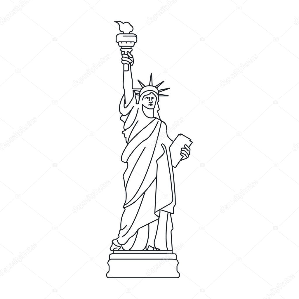  Sculpture Statue of Liberty. The symbol of the United States is a landmark of America. New York, USA