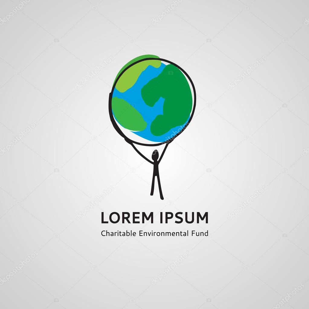 Logo template man holding the planet hands