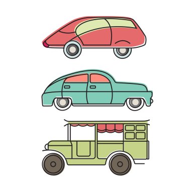 Retro otomobil kontur simgeler vektör