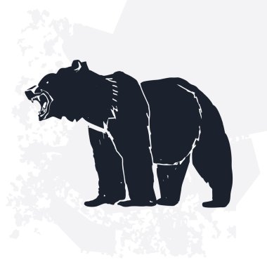 Silhouette of a bear with an open mouth vector design clipart