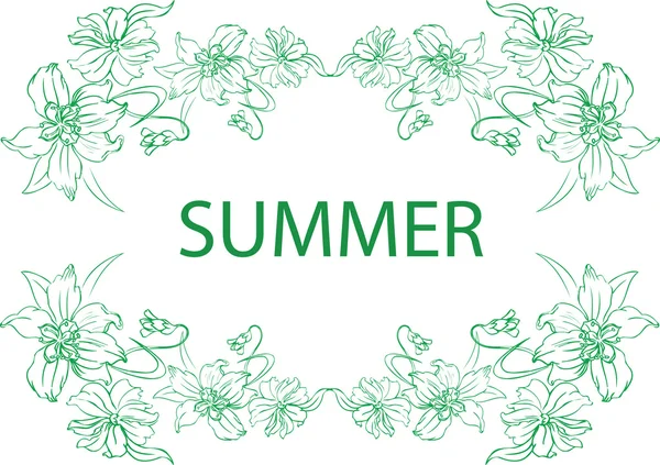 Cadre décoratif de fleurs et feuilles d'été . — Image vectorielle