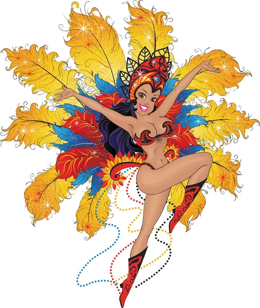 Fille danseuse dans le carnaval brésilien . — Image vectorielle