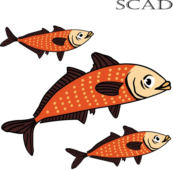 Scad peces ilustración vector de dibujos animados de color . — Vector de stock