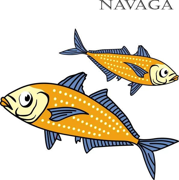 Nagava fisk färg tecknade vektor illustration. — Stock vektor
